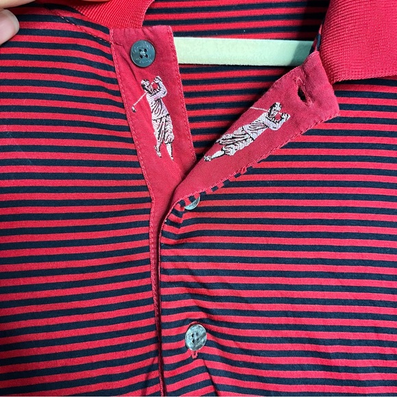 Bobby Jones Collection Golf Polo Shirt Mens Short Sleeve Size Large Red Stripe - Picture 5 of 7